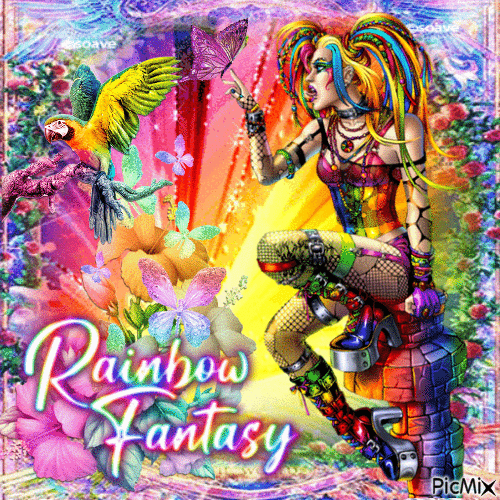 Rainbow Girl - GIF เคลื่อนไหวฟรี
