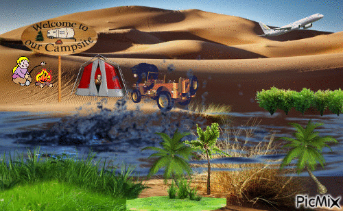 Oasis no Saara - GIF animado gratis