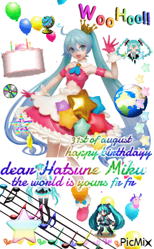 Happy birthday hatsune miku - Бесплатный анимированный гифка