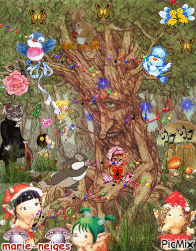 le vieille arbre et la musique - Nemokamas animacinis gif