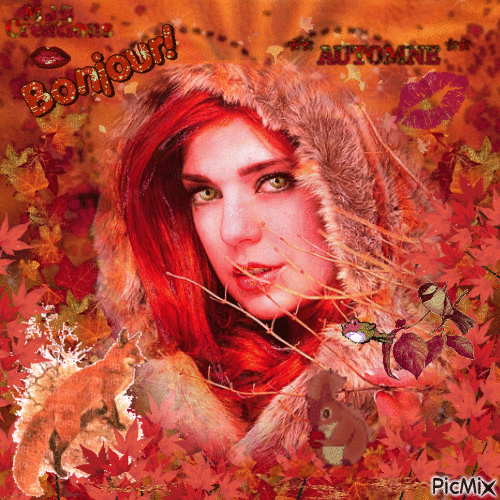..Bonjour !! Automne .. M J B Créations - Free animated GIF