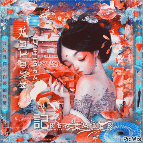 Autumn geisha - GIF animate gratis
