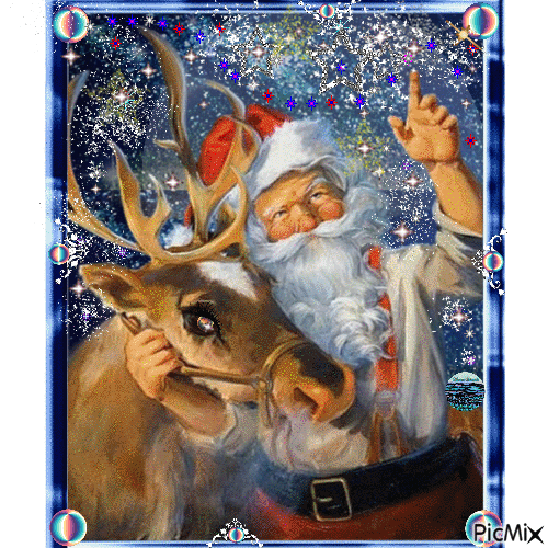 Babbo Natale con la Renna Cometa - Ilmainen animoitu GIF