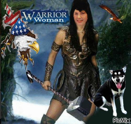 Bonita Warrior Woman and Bandit the Wonder Dog - Ücretsiz animasyonlu GIF
