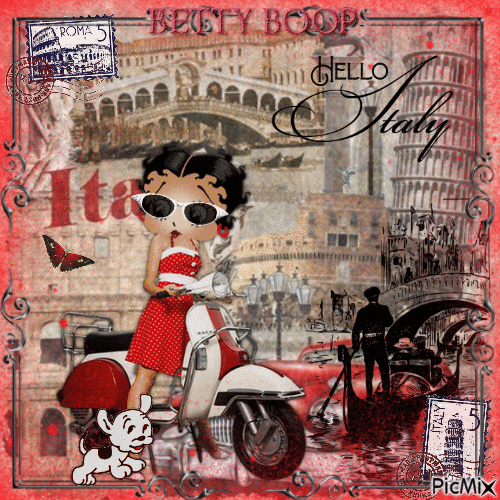 Betty boop Hello Italy - Δωρεάν κινούμενο GIF