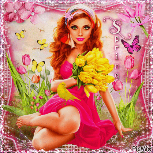 Pink & Yellow Spring - GIF เคลื่อนไหวฟรี
