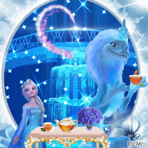 Elsa and Sisu having Tea - GIF animado grátis