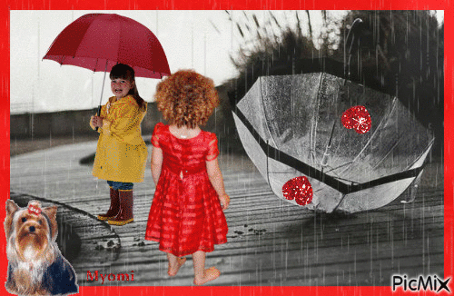 fillettes sous la pluie - Ilmainen animoitu GIF