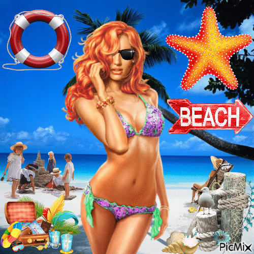 Beach lady - GIF animasi gratis