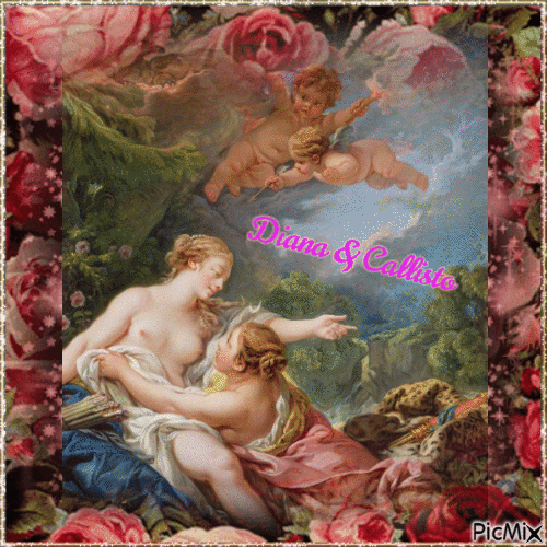 Diana & Callisto by Francois Boucher - Δωρεάν κινούμενο GIF