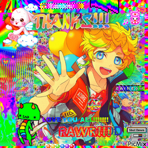 sora harukawa thanks rainbowcore - Gratis animerad GIF