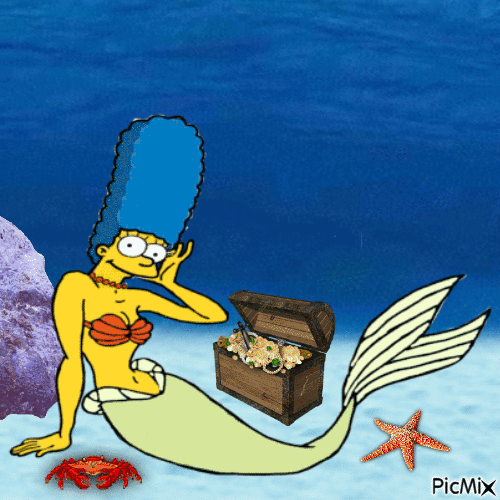 Mermaid Marge Simpson - Free animated GIF