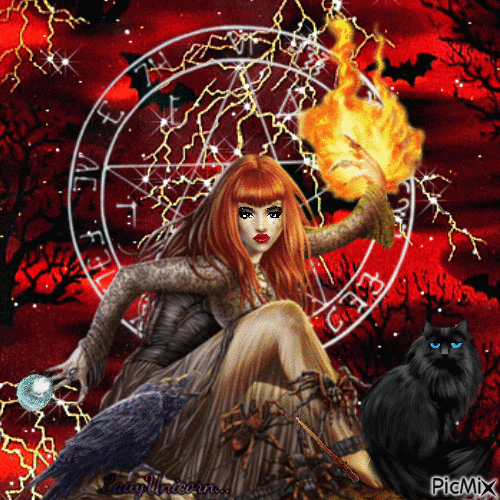 Beautiful witch does magic - Δωρεάν κινούμενο GIF