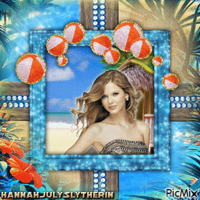 {{Taylor Swift at the Beach}} - Gratis animeret GIF
