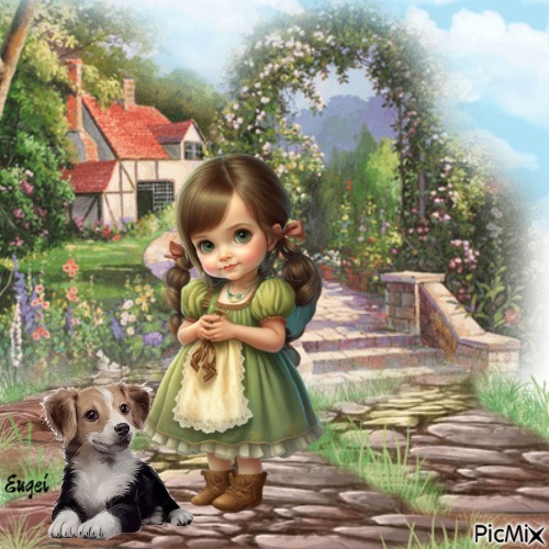 La fillette et son chien - 無料png