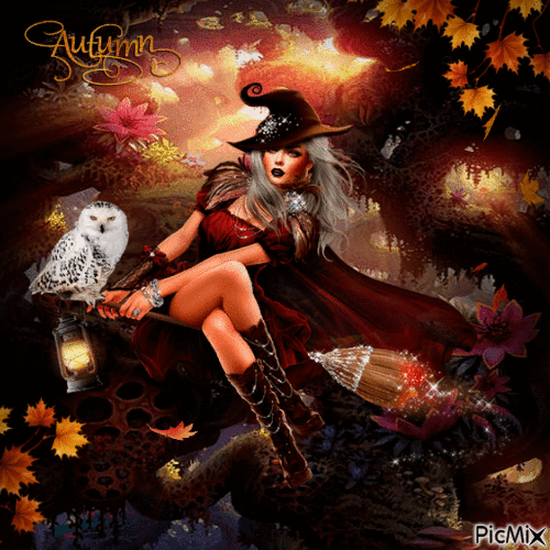 autumn witch - Bezmaksas animēts GIF