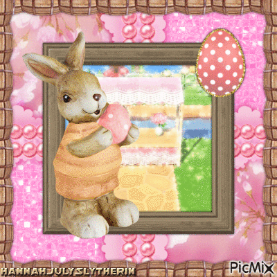 ♥Ceramic Easter Bunny in Pink & Beige♥