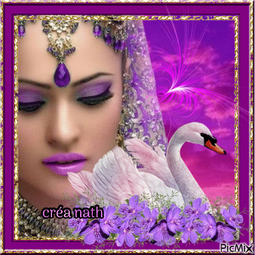 3ie place, Beauté de l'Inde et cygne en violet et rose - Bezmaksas animēts GIF