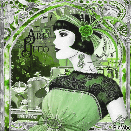 Art deco woman green - Ilmainen animoitu GIF