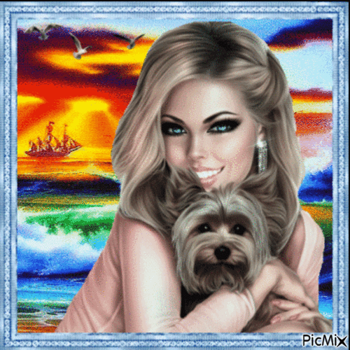 Woman and her Dog - Bezmaksas animēts GIF