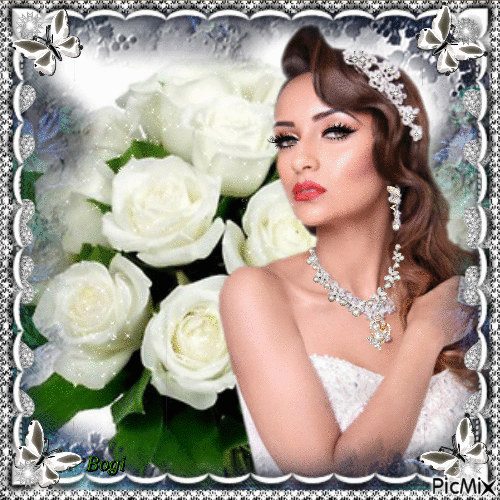 White roses... - GIF animado grátis
