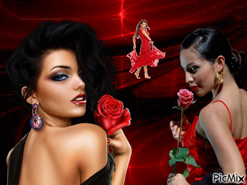 femmes en rouge et noir - Δωρεάν κινούμενο GIF