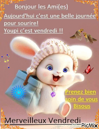 Bon Vendredi Lapin bonheur - GIF animasi gratis