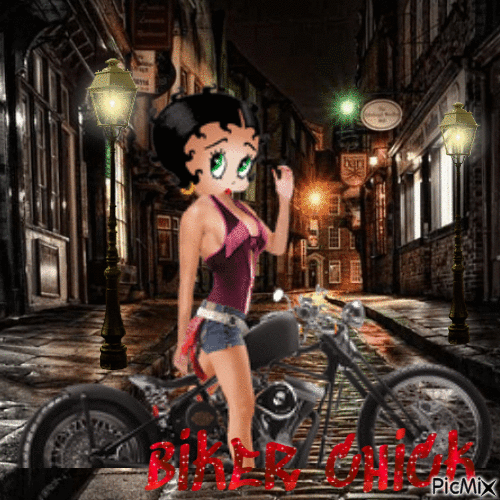 biker chick - Nemokamas animacinis gif