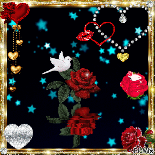Hearts and roses - GIF animé gratuit