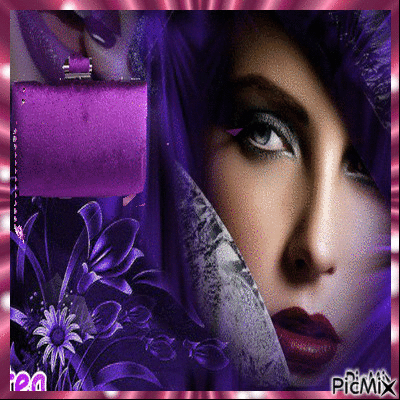 Portrait de femme en violet ( - Free animated GIF