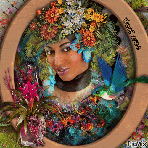 Woman with flowers - Darmowy animowany GIF