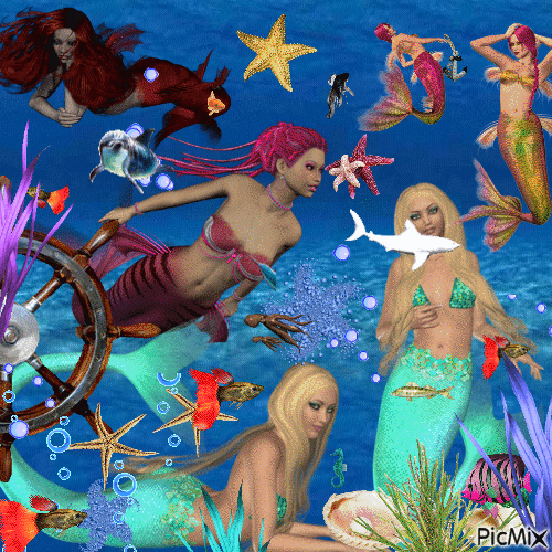 The walk of the mermaids - Gratis geanimeerde GIF