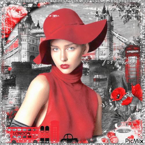 Woman with a Red Hat - Nemokamas animacinis gif