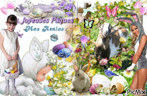 joyeuse pâques fleur - 無料のアニメーション GIF