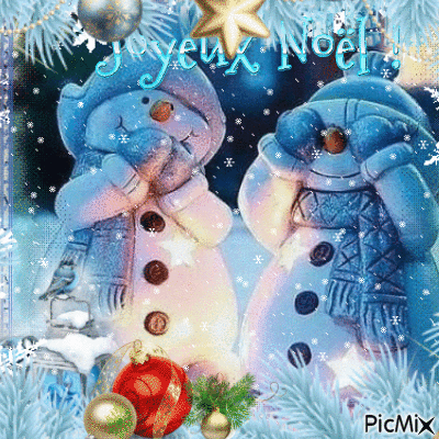 Bonhomme de neige qui vous dis joyeux Noël - Бесплатный анимированный гифка