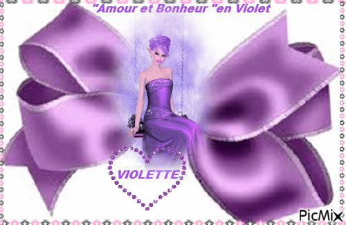 Amour et bonheur en violet - GIF animado gratis