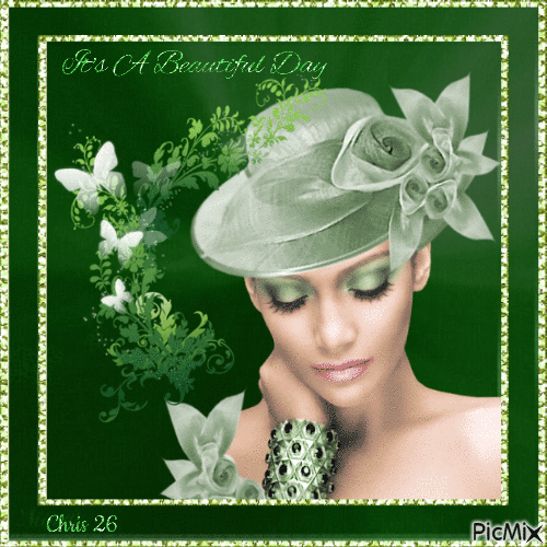 **Contest**Portrait of a woman- green background - GIF animate gratis