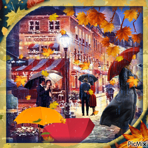 Automne, pluie, ville - Free animated GIF