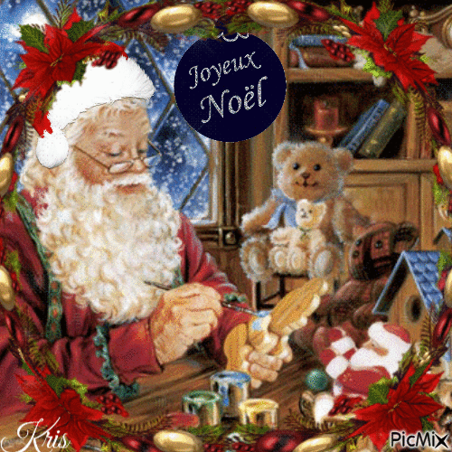 Le Père Noel se prépare - Бесплатный анимированный гифка