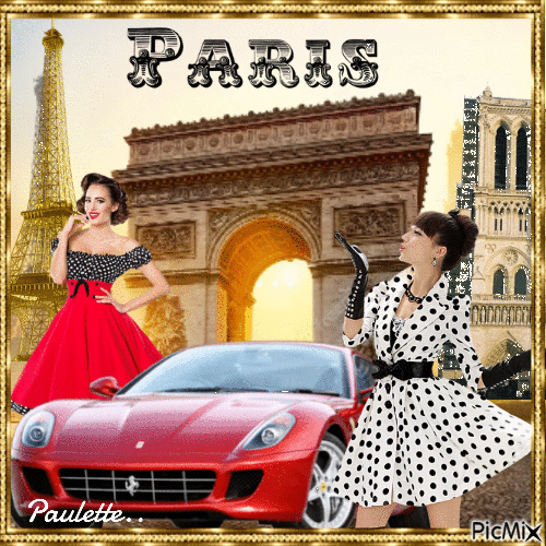 femme et sa voiture  a PARIS - GIF เคลื่อนไหวฟรี