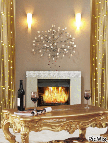 Cozy up by the fire - GIF animasi gratis