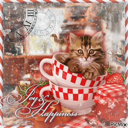 ✶ Strawberry Cat {by Merishy} ✶ - GIF เคลื่อนไหวฟรี