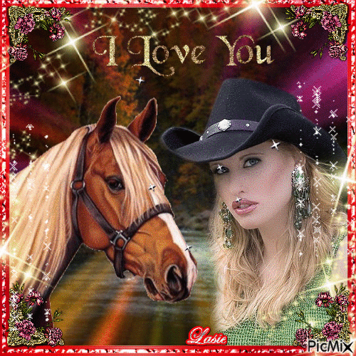 Cowgirl et son cheval ♥♥♥ - Ingyenes animált GIF