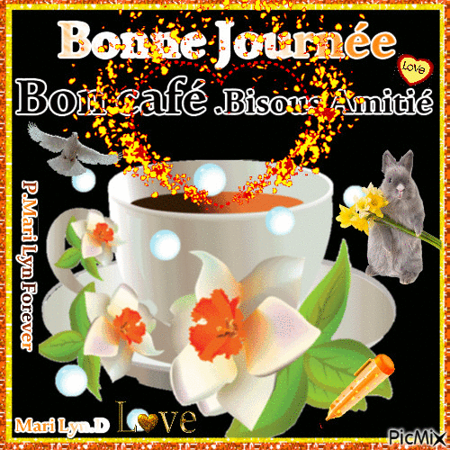 bon café..bisous amitié - Бесплатный анимированный гифка