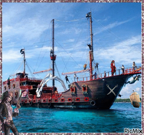 bateau pirate - Zdarma animovaný GIF