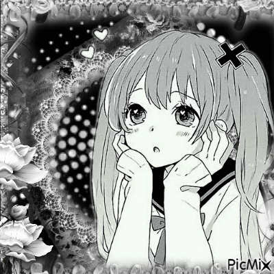 black and white manga - Δωρεάν κινούμενο GIF