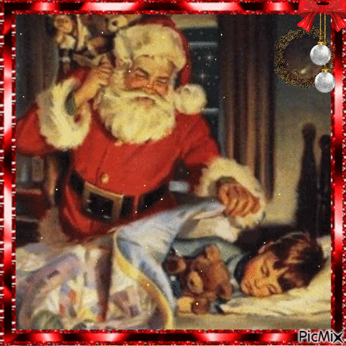 Visita de Papá Noel el 24 de diciembre - GIF animate gratis