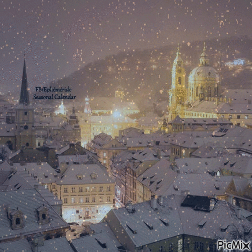 Neige sur Prague Snow on Prague - Nemokamas animacinis gif