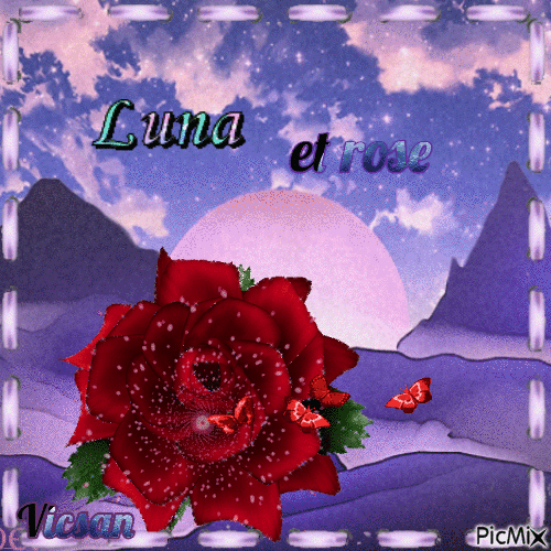 Luna y rosa - Безплатен анимиран GIF