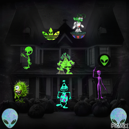 Aliens House Visit - Безплатен анимиран GIF